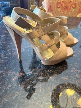 Michael Antonio Nude Beige Strappy Platform Heels